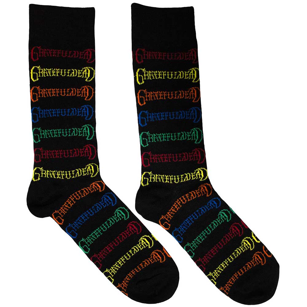 Grateful Dead Unisex Ankle Socks Coloured Logos Pattern Black (UK Size 6-11)
