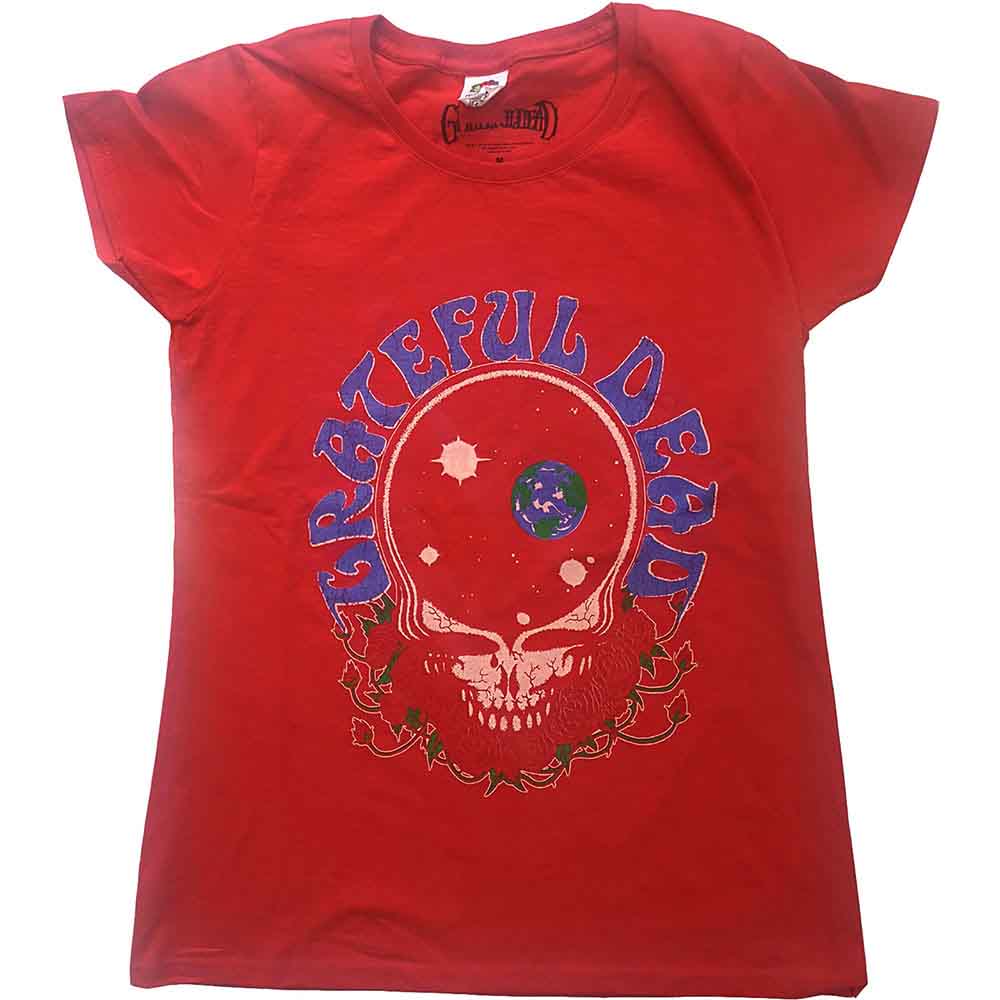 Grateful Dead Ladies T-Shirt Space Your Face & Logo Red (M)