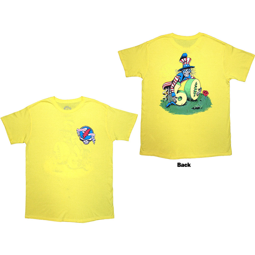 Grateful Dead Unisex T-Shirt Rose Pose (Back Print) Yellow (M)