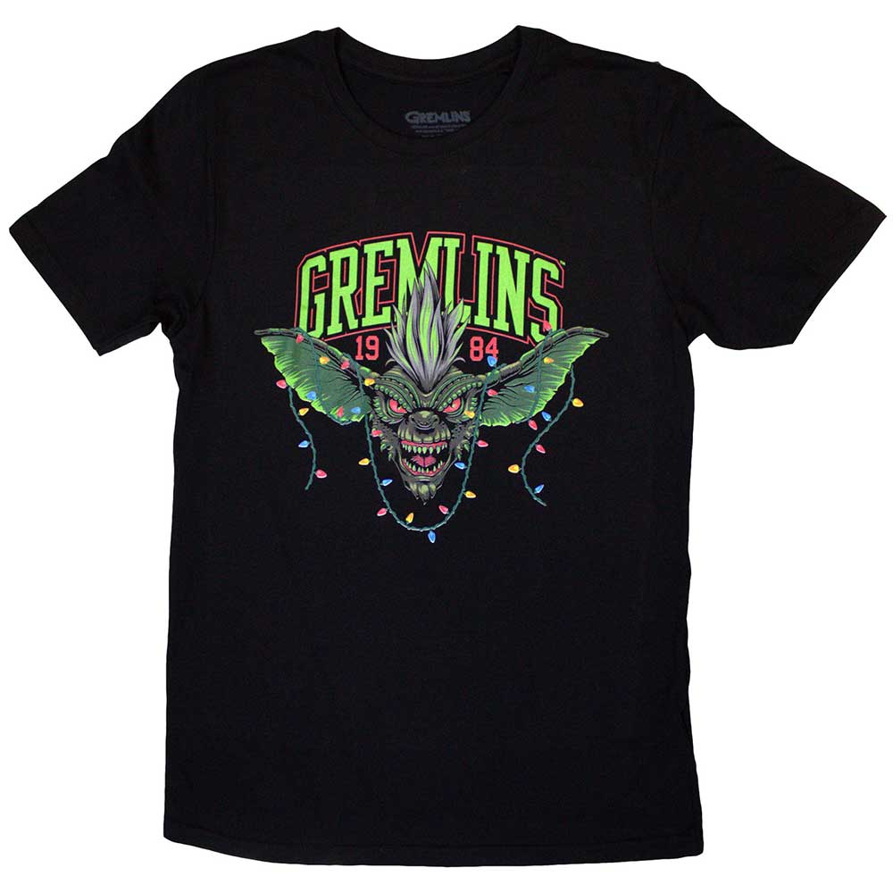 Gremlins Unisex T-Shirt Stripe 1984 Xmas Lights Black (L)
