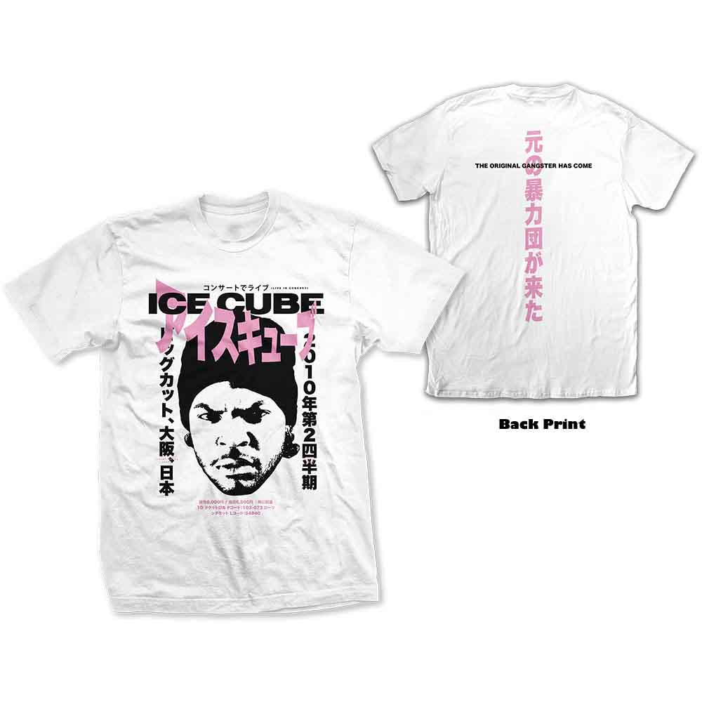Ice Cube Unisex T-Shirt Beanie Kanji (Back Print) White (XL)