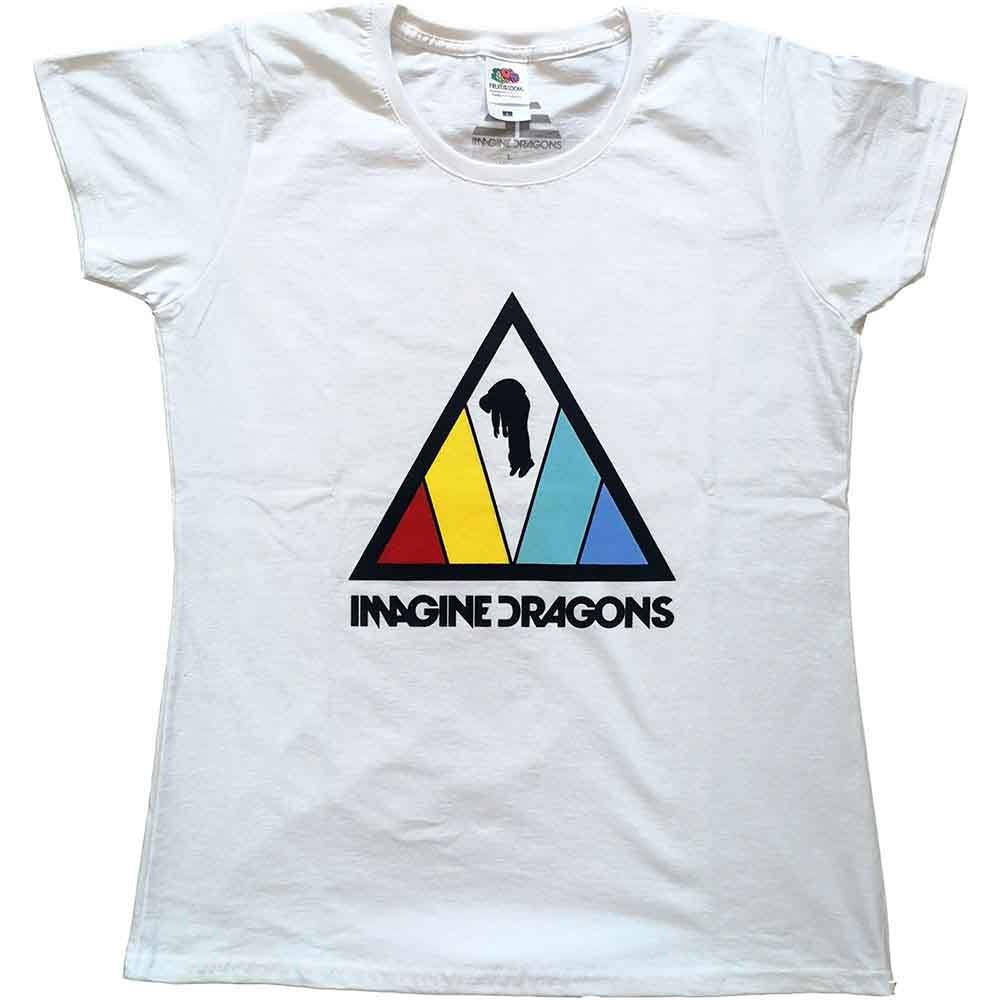 Imagine Dragons Ladies T-Shirt Triangle Logo White (L)