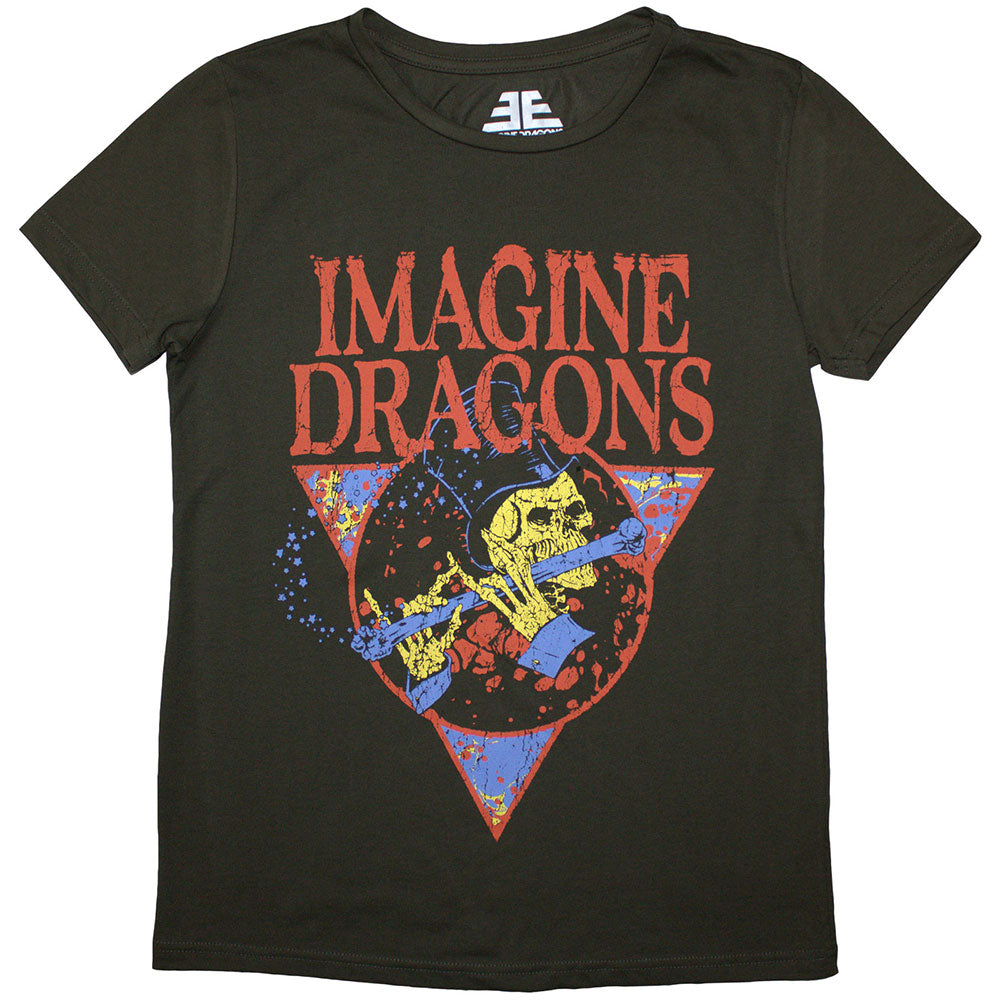 Imagine Dragons Ladies T-Shirt Skeleton Flute Green (S)