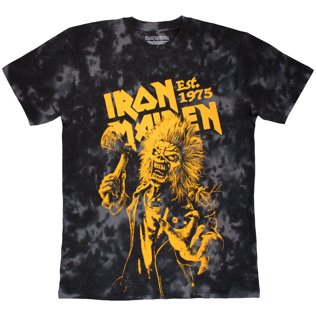 Iron Maiden Unisex T-Shirt Est. 1975 Axe Eddie (Wash Collection) Black (L)
