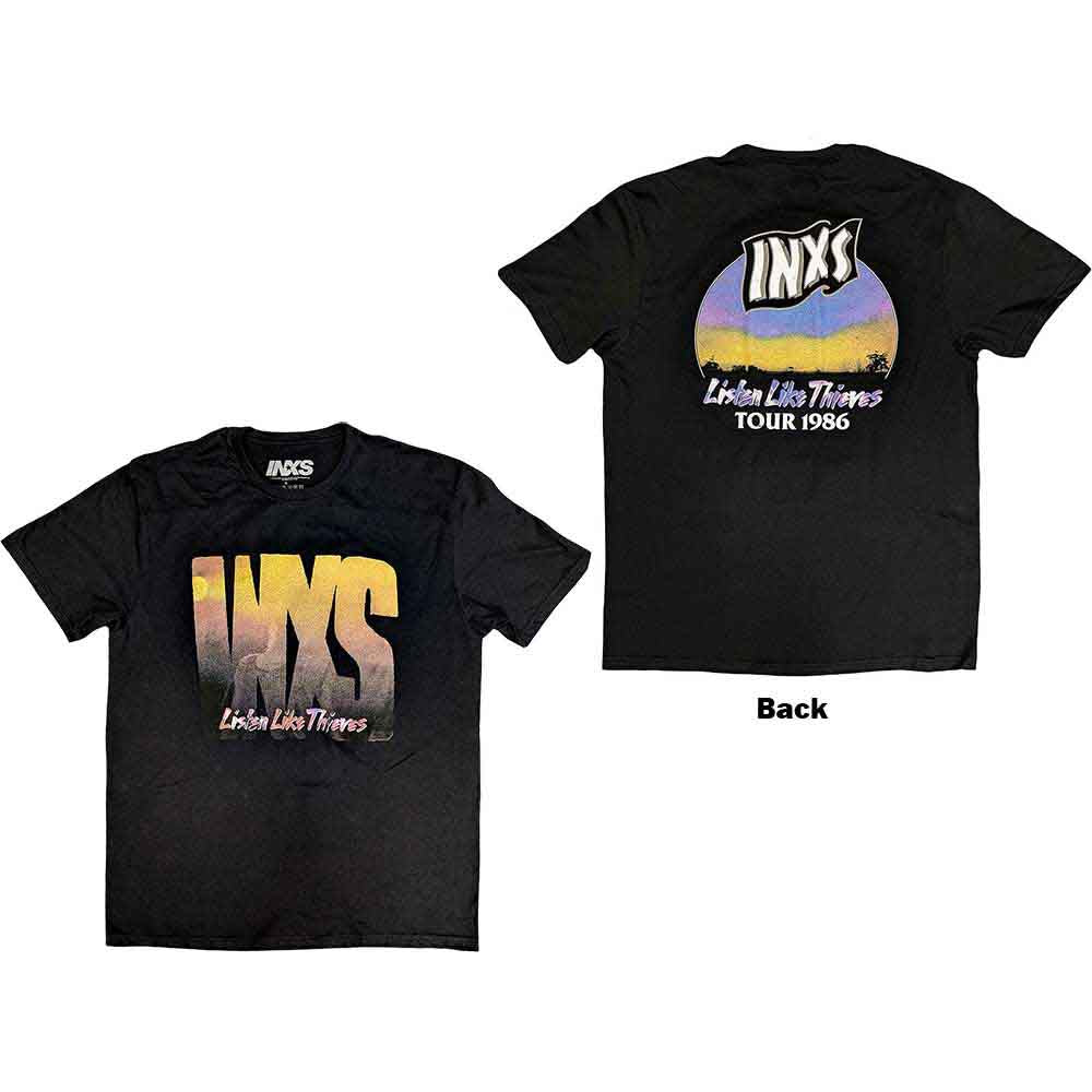 INXS Unisex T-Shirt Listen Like Thieves Tour (Back Print) Black (XL)