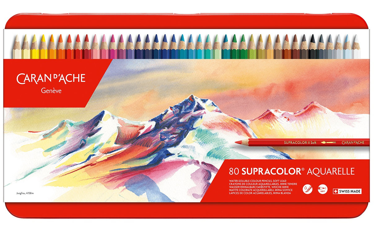 Caran D'Ache Supracolour Soft Aquarelle Pencils (Tin of 80)