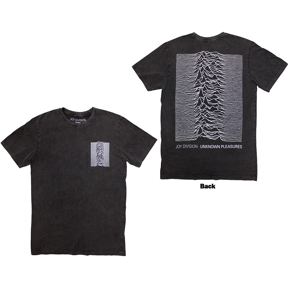 Joy Division Unisex Stone Wash T-Shirt Pulsar Pocket Wave (Back Print) Grey (M)