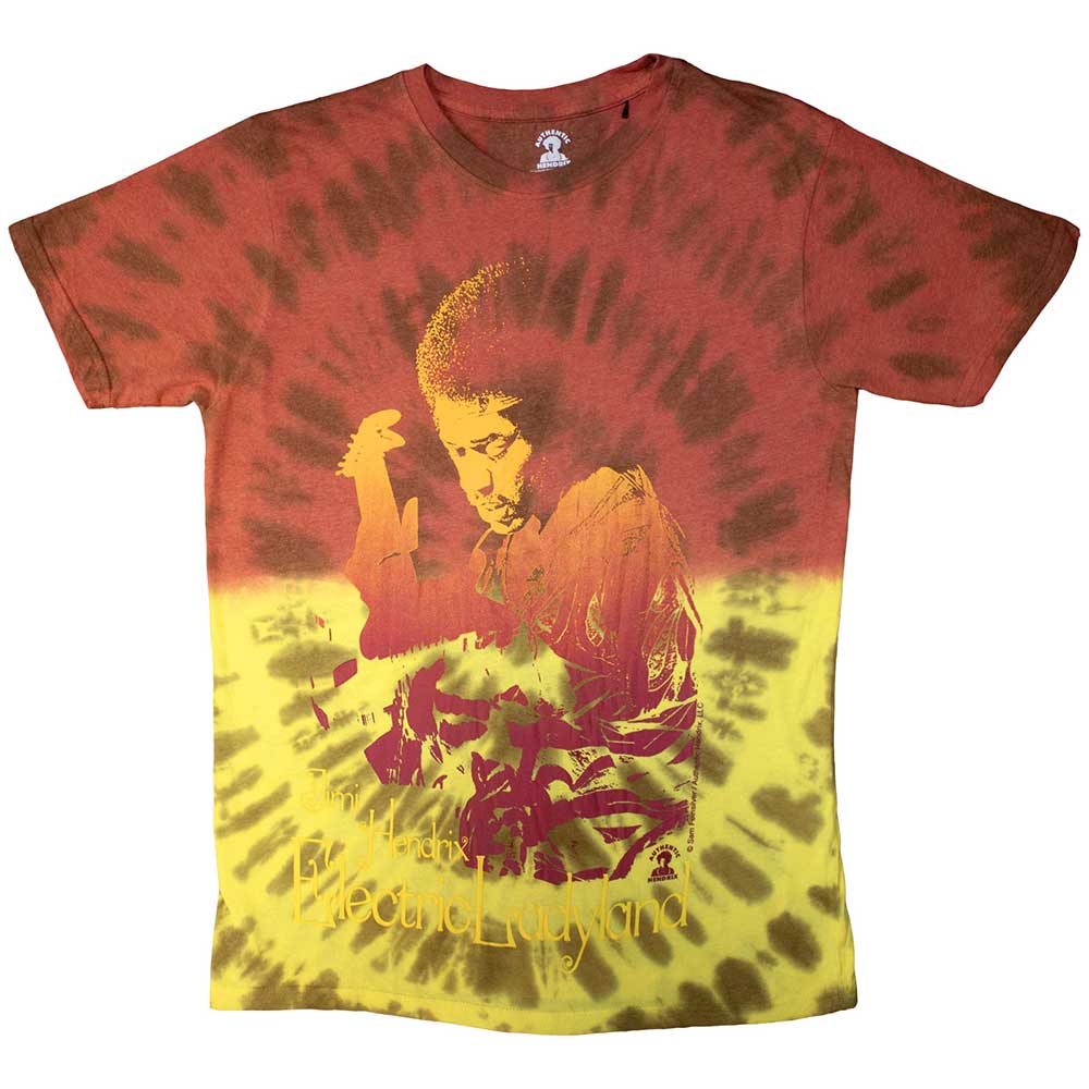 Jimi Hendrix Unisex T-Shirt Electric Ladyland (Dip-Dye) Red (S)