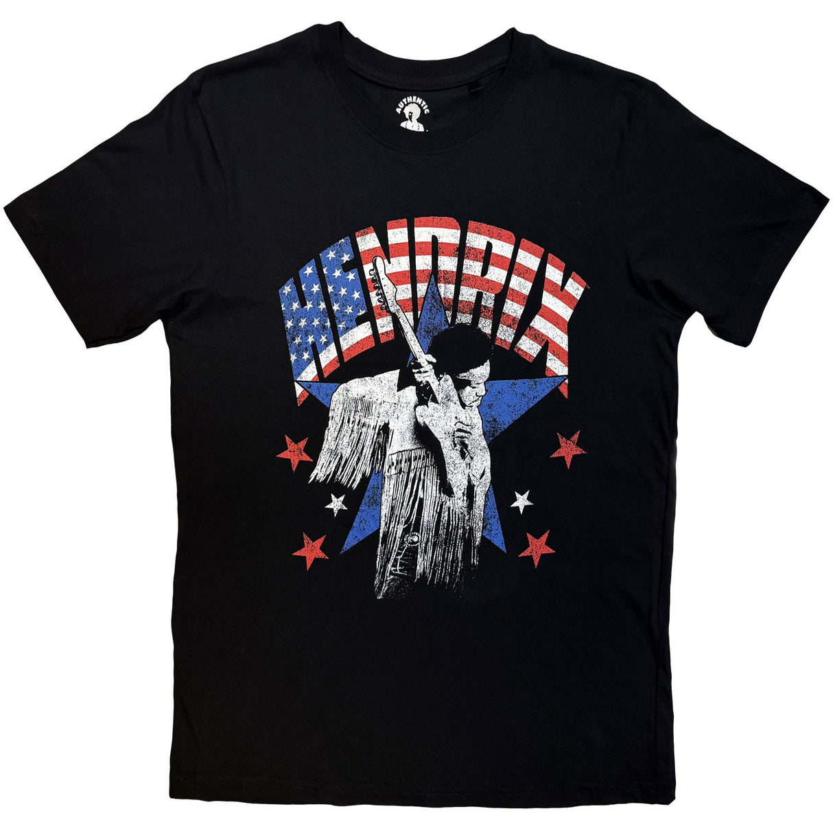 Jimi Hendrix Unisex T-Shirt Flag Black (XXL)