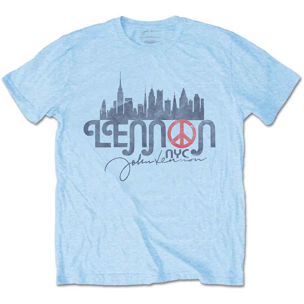 John Lennon Unisex T-Shirt NYC Skyline Blue (XXL)