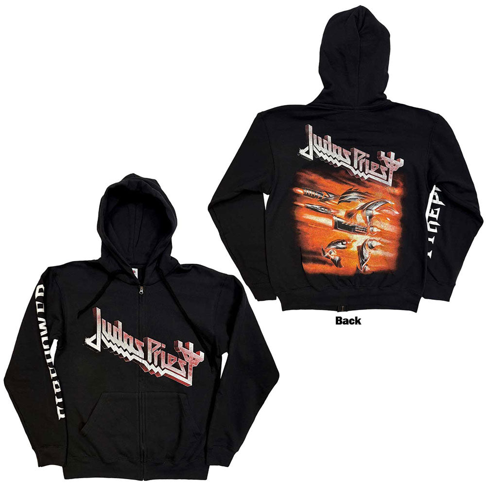 Judas Priest Men's Zipped Hoodie Firepower (Back Print) Black (S)