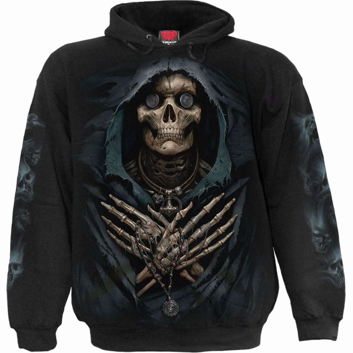 Spiral Unisex Pullover Hoodie Ferryman (Back & Sleeve Print) Black (XXL)