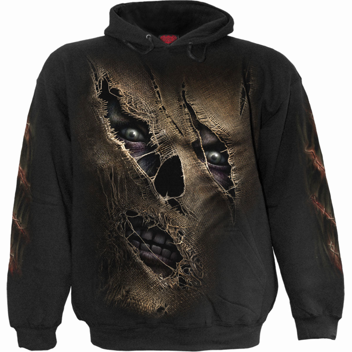 Spiral Unisex Pullover Hoodie Thread Scare (Back & Sleeve Print) Black (L)