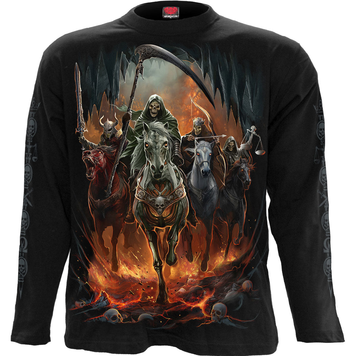 Spiral Unisex Long Sleeve T-Shirt Revelation (Back & Sleeve Print) Black (XXL)
