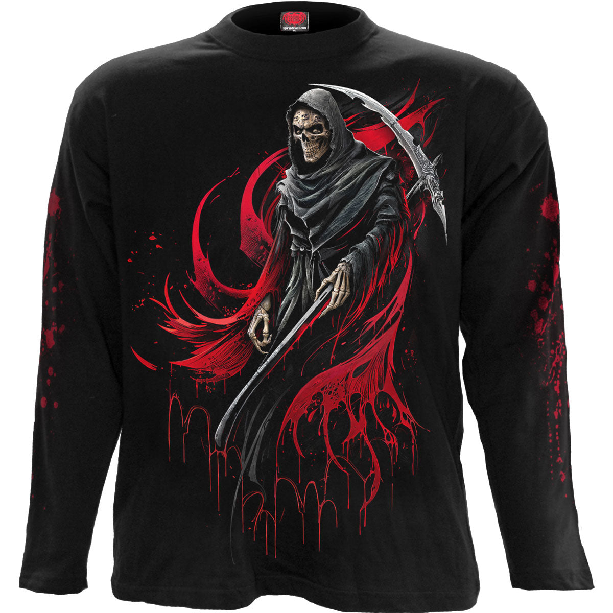Spiral Unisex Long Sleeve T-Shirt Screaming Death (Back & Sleeve Print) Black (XL)