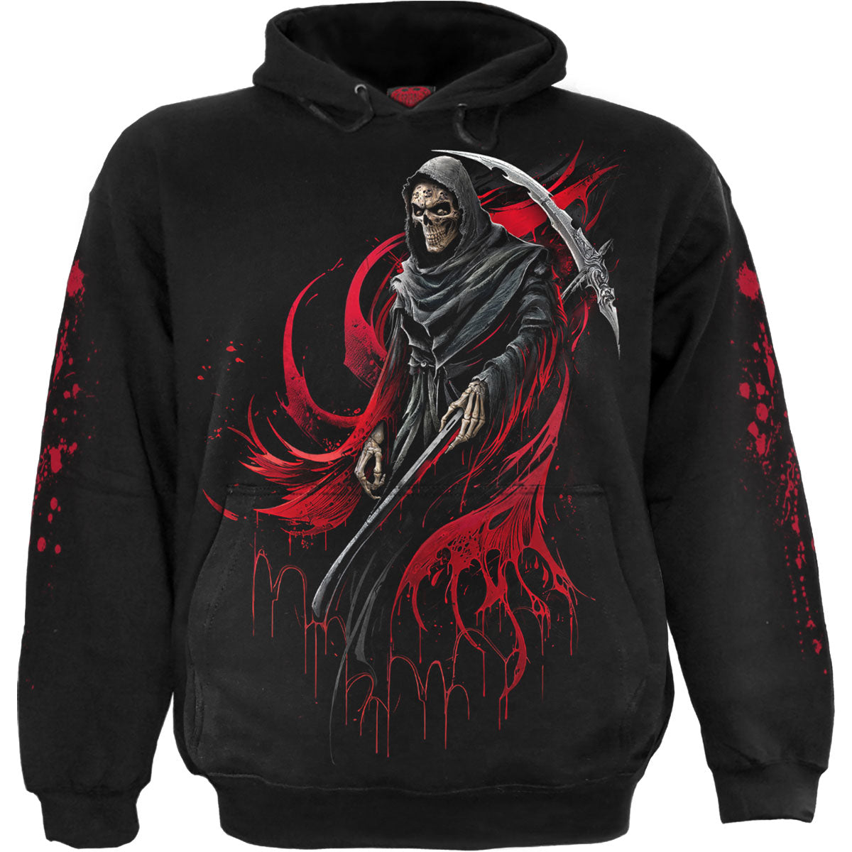 Spiral Unisex Pullover Hoodie Screaming Death (Back & Sleeve Print) Black (L)