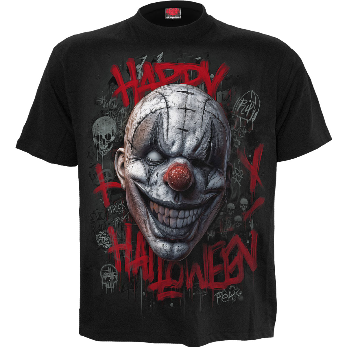 Spiral Unisex T-Shirt Happy Horroween (Back Print) Black (M)