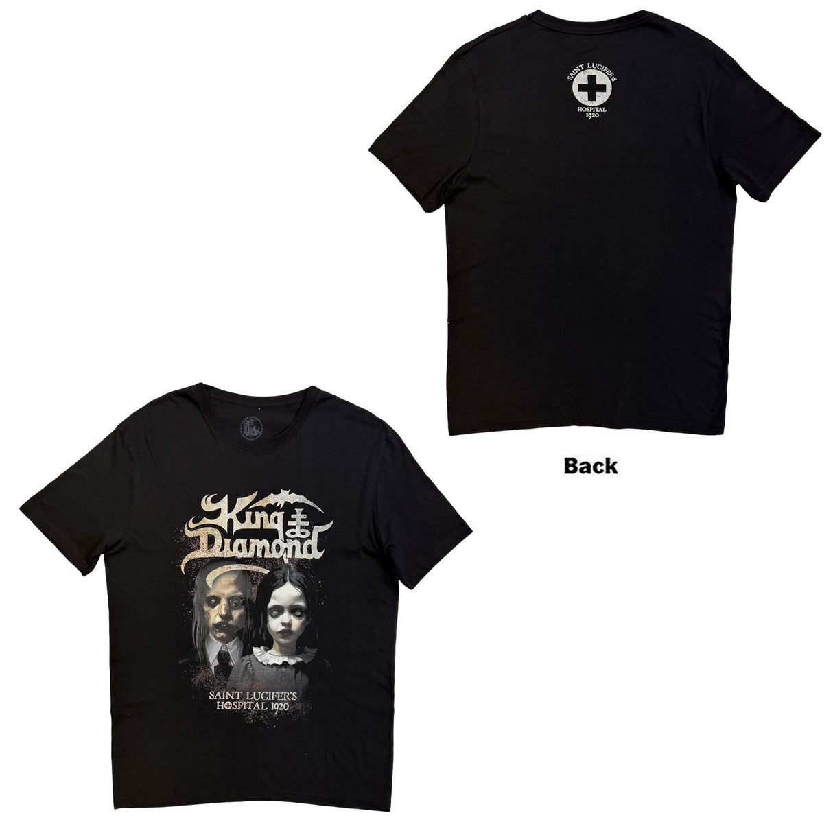 King Diamond Unisex T-Shirt Saint Lucifer's Hospital (Back Print) Black (XL)