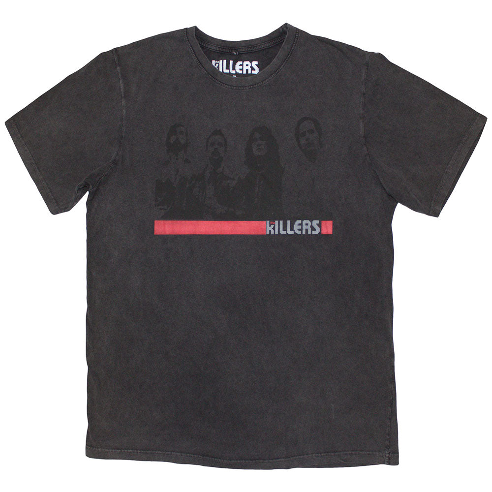 The Killers Unisex Stone Wash T-Shirt Band Photo Mono Grey (M)