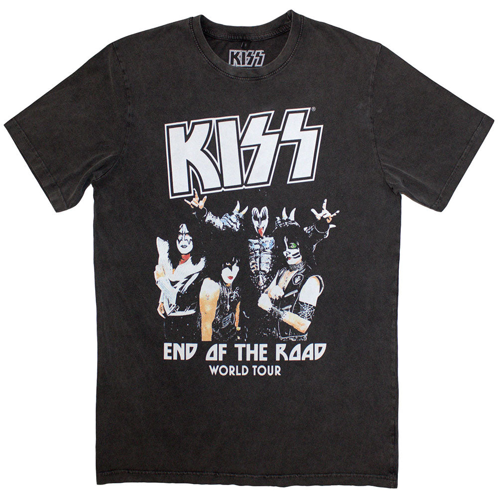 KISS Unisex Stone Wash T-Shirt End Of The Road World Tour Grey (M)