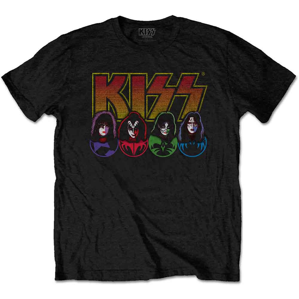 KISS Men's T-Shirt Logo Faces & Icons Black (XL)