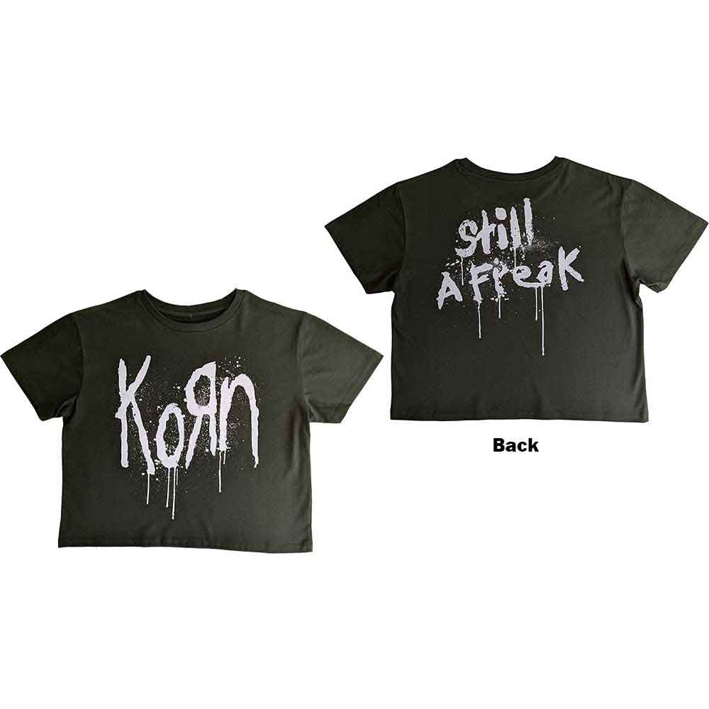 Korn Ladies Crop Top Still A Freak (Back Print) Green (S)