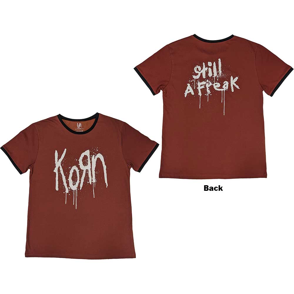 Korn Unisex Ringer T-Shirt Logo (Back Print) Red (XL)