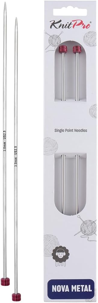 KnitPro Knitting Pins Single-Ended Nova Metal 30cm x 3.00mm (Pair)