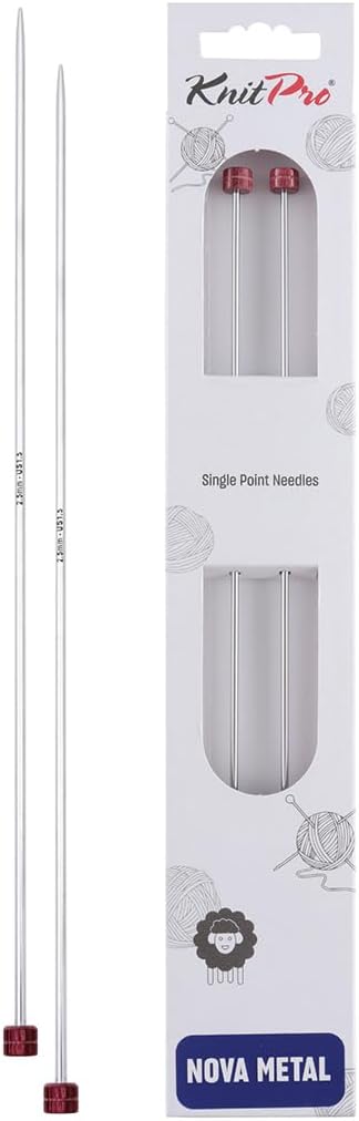 KnitPro Knitting Pins Single-Ended Nova Metal 40cm x 2.50mm (Pair)