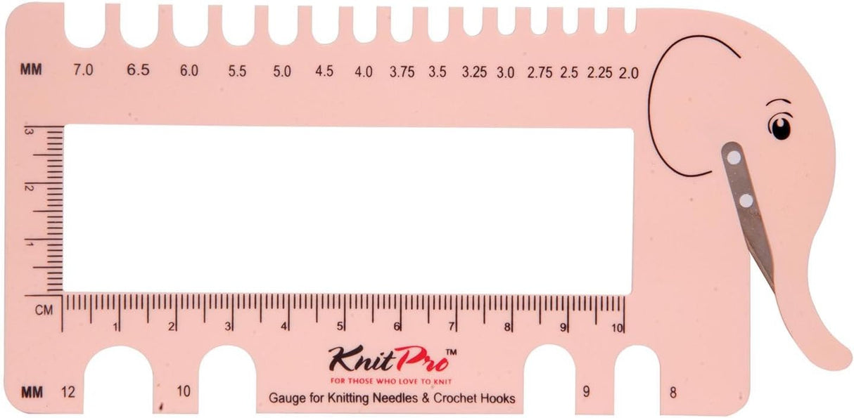 KnitPro Knitting Pin & Crochet Hook Gauge with Yarn Cutter Blush Pink