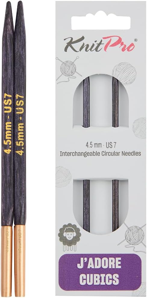 KnitPro Knitting Pins Circular Interchangeable J'Adore Cubics 13cm x 4.50mm (Pair)