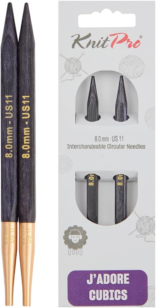 KnitPro Knitting Pins Circular Interchangeable J'Adore Cubics 13cm x 8.00mm (Pair)