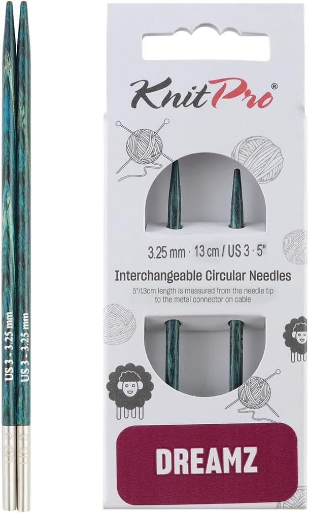 KnitPro Knitting Pins Circular Interchangeable Dreamz: 13cm x 3.25mm (Pair)