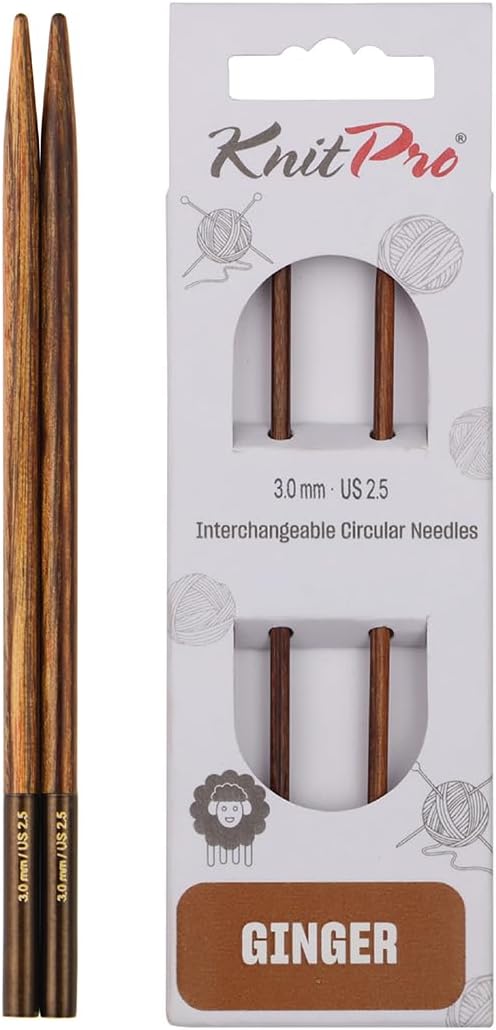 KnitPro Knitting Pins Circular Interchangeable Ginger 13cm x 3.00mm (Pair)