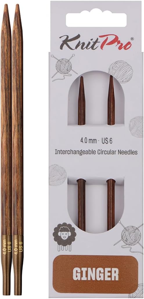 KnitPro Knitting Pins Circular Interchangeable Ginger 10cm x 4.00mm (Pair)
