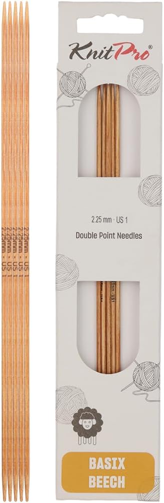 KnitPro Knitting Pins Double-Ended Basix Beech 20cm x 2.25mm (5pc)