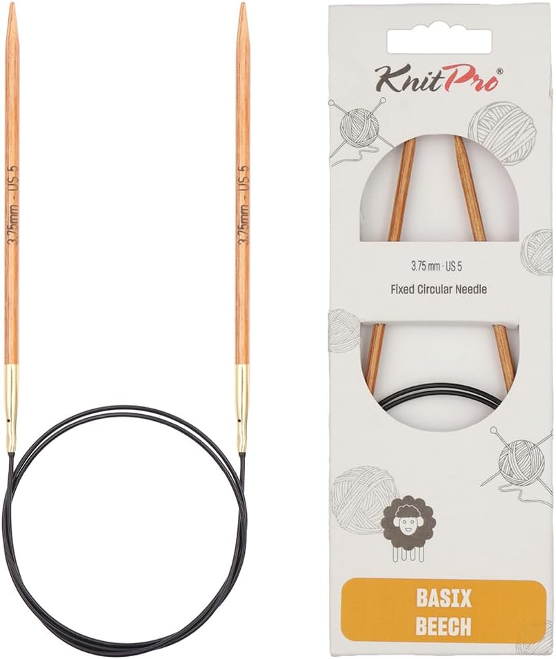 KnitPro Basix Beech Knitting Pins Circular Fixed 40cm x 3.75mm