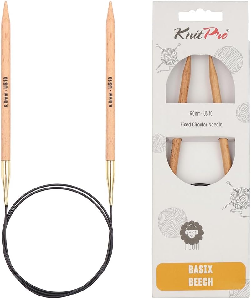 KnitPro Basix Beech Knitting Pins Circular Fixed 40cm x 6.00mm