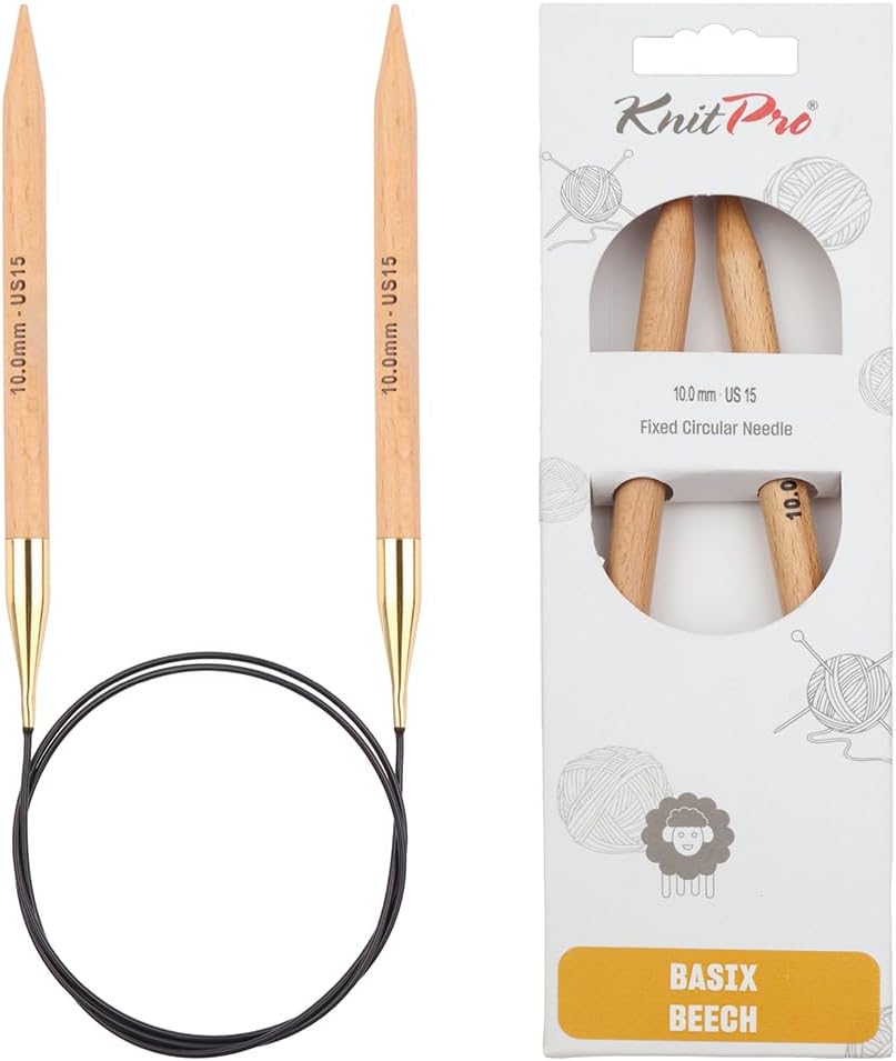 KnitPro Basix Beech Knitting Pins Circular Fixed 80cm x 10.00mm