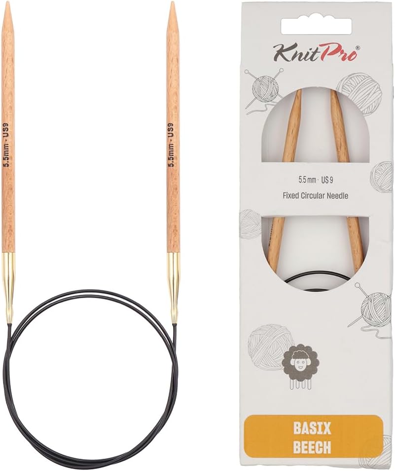 KnitPro Basix Beech Knitting Pins Circular Fixed 100cm x 5.50mm