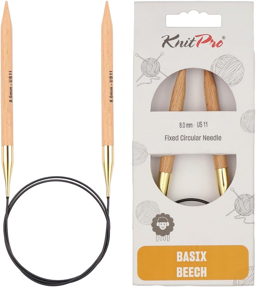 KnitPro Basix Beech Knitting Pins Circular Fixed 150cm x 8.00mm