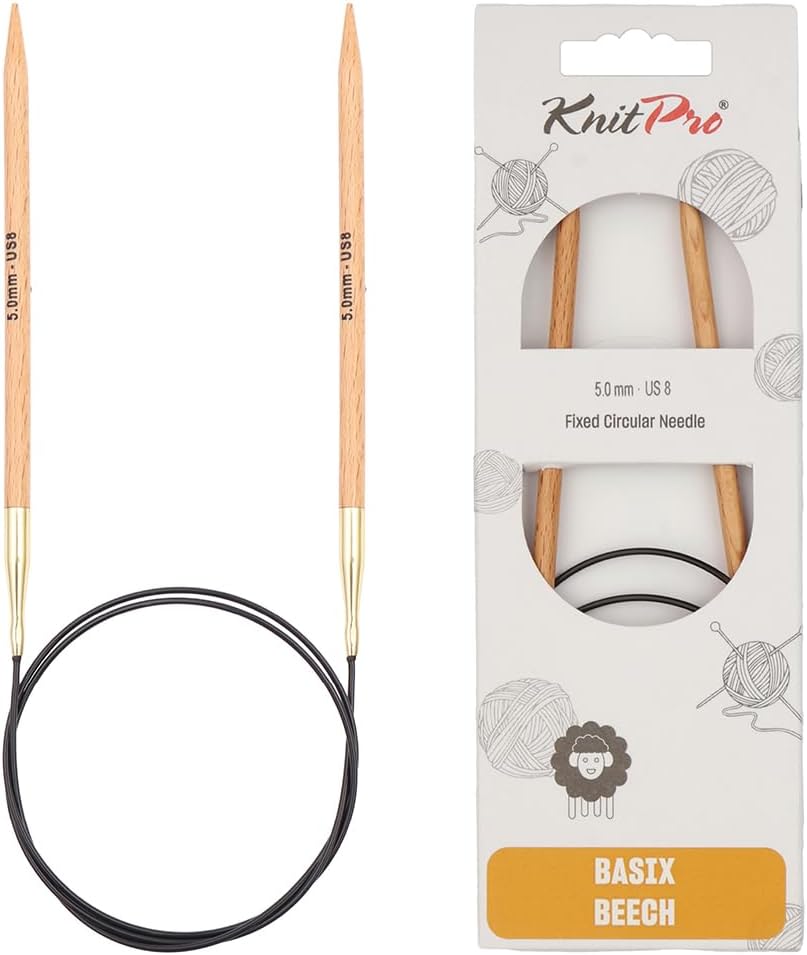 KnitPro Basix Beech Knitting Pins Circular Fixed 100cm x 5.00mm
