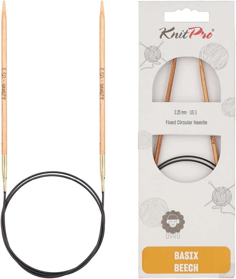 KnitPro Basix Beech Knitting Pins Circular Fixed 120cm x 3.25mm