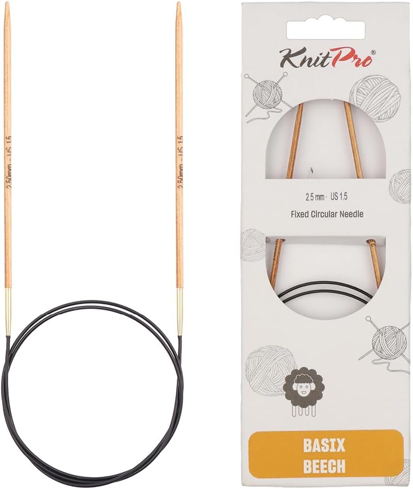KnitPro Basix Beech Knitting Pins Circular Fixed 100cm x 2.50mm