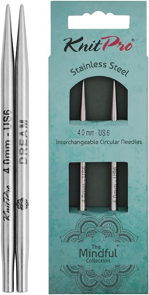 KnitPro Knitting Pins Circular Interchangeable Tips Lace 10cm x 4.00mm Mindful Collection (Pair)