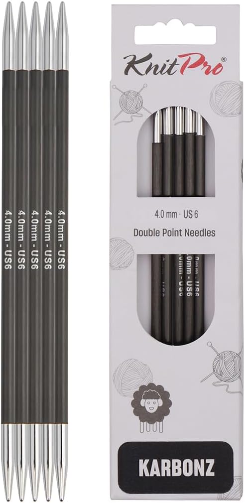 KnitPro Knitting Pins Double-Ended Karbonz 15cm x 4.00mm (5pc)