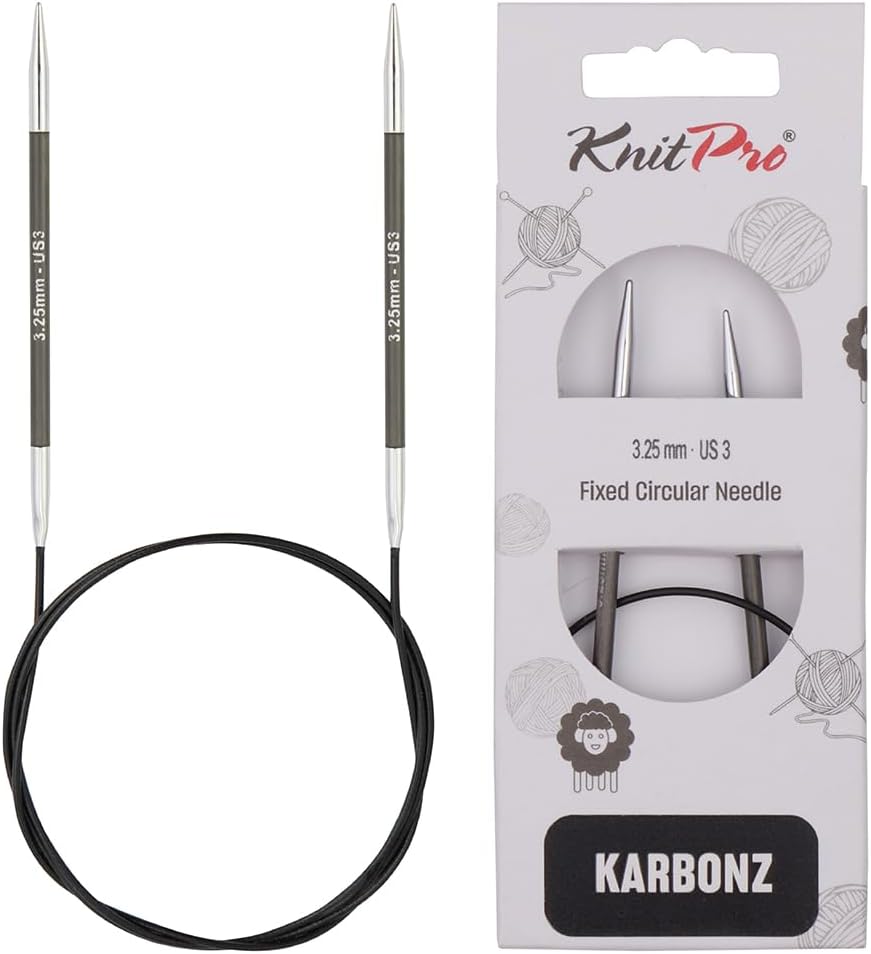 KnitPro Knitting Pins Circular Fixed Karbonz 100cm x 3.25mm