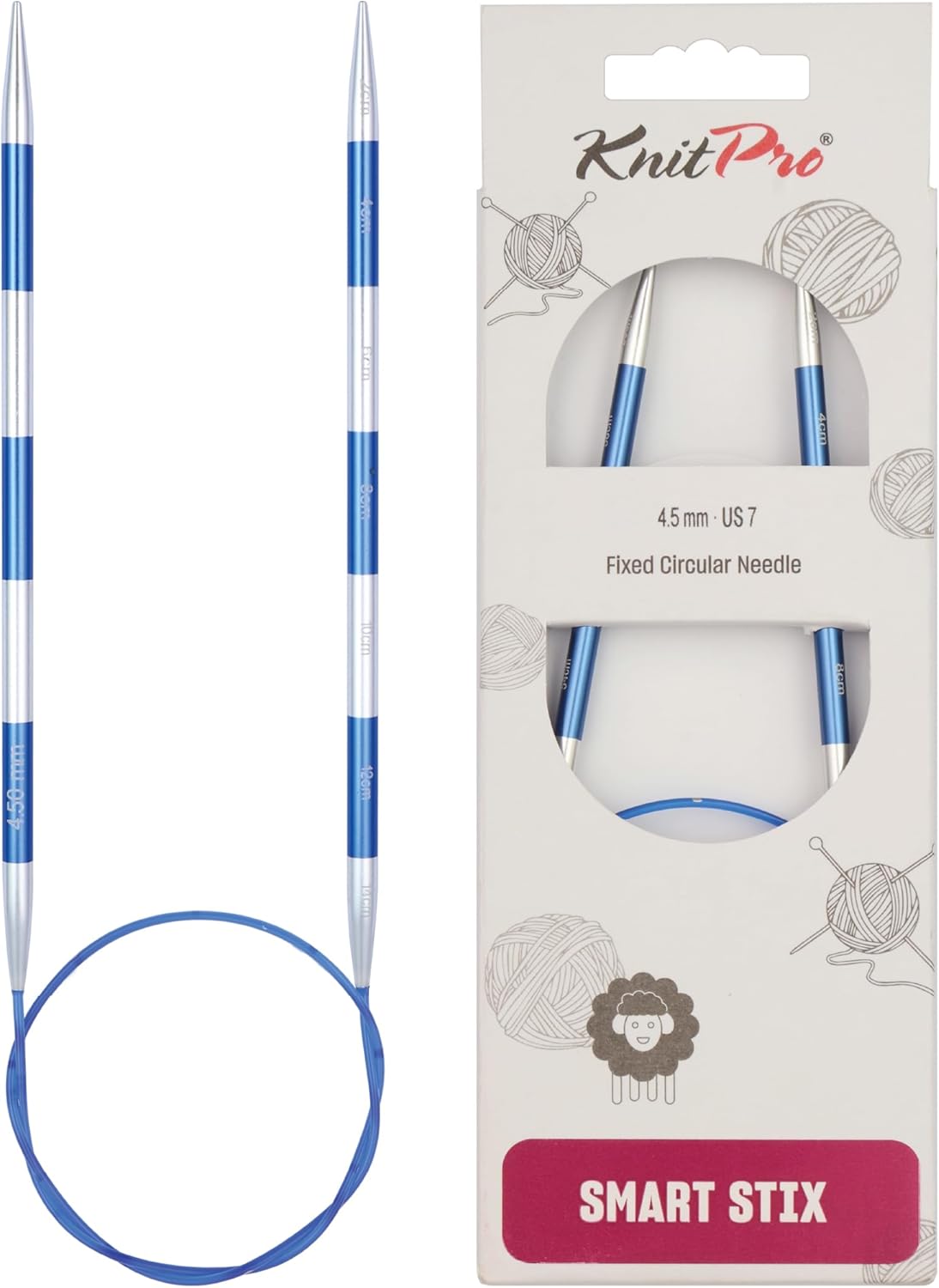 KnitPro Knitting Pins Circular Fixed Smart Stix Blue 60cm x 4.50mm
