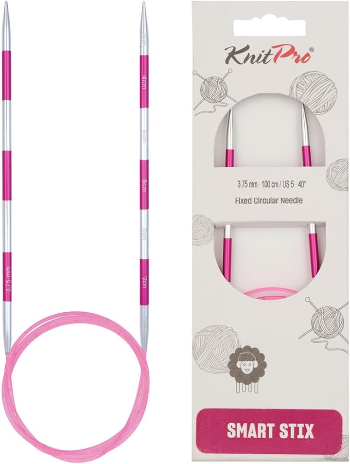KnitPro Knitting Pins Circular Fixed Smart Stix Pink 100cm x 3.75mm
