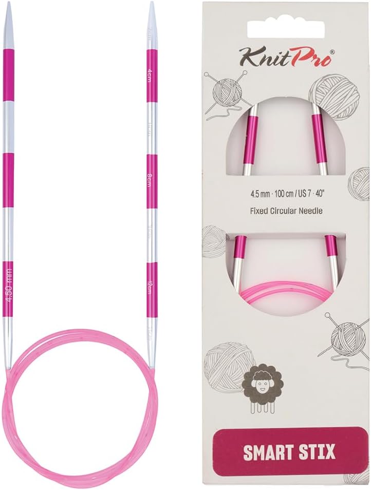 KnitPro Knitting Pins Circular Fixed Smart Stix Pink 100cm x 4.50mm